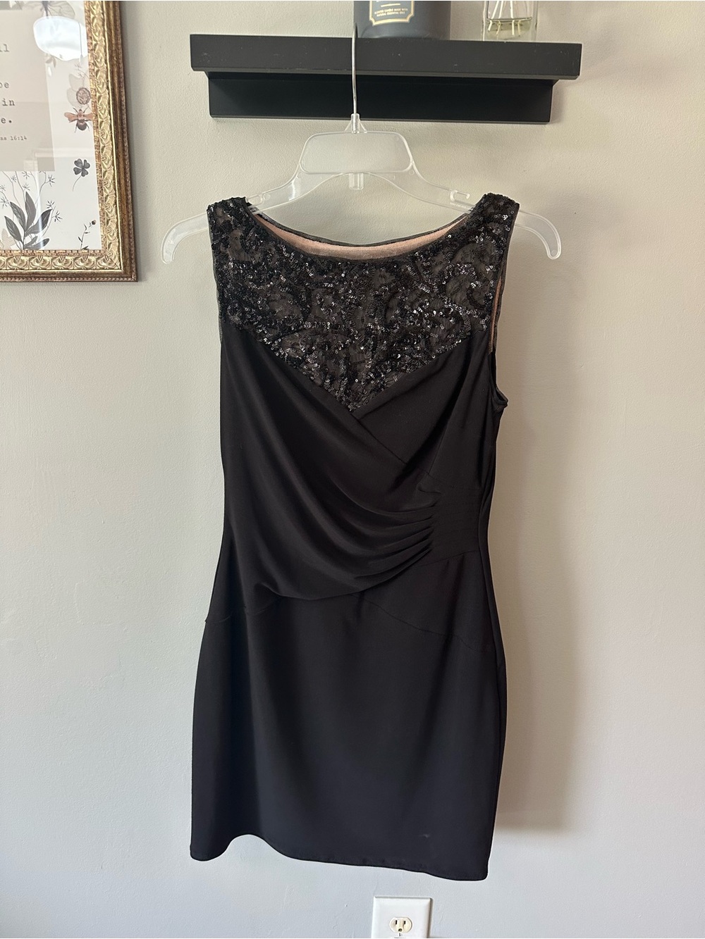 Ralph Lauren Black Sleeveless Beaded Yoke Cocktail Dress